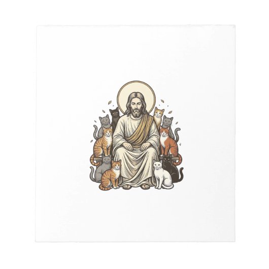Jesus und Katzen Vintage Notizblock (Vorderseite)