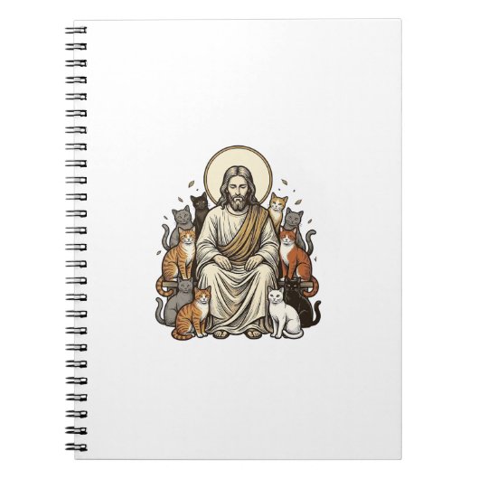 Jesus und Katzen Vintage Notizblock (Vorderseite)