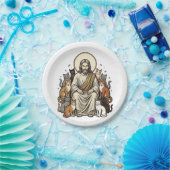 Jesus und Katzen Vintage Pappteller (Party)
