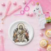 Jesus und Katzen Vintage Pappteller (Party)