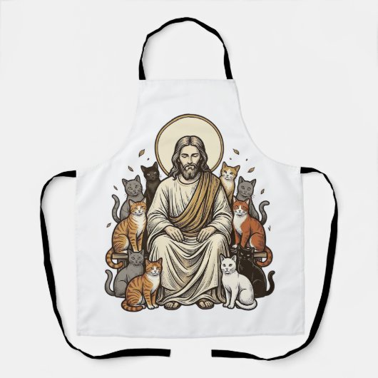 Jesus und Katzen Vintage Schürze (Vorderseite)