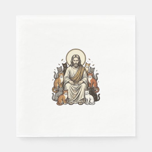 Jesus und Katzen Vintage Serviette (Vorderseite)
