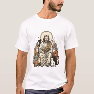 Jesus und Katzen Vintage T-Shirt