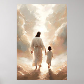 Jesus und Kind gehen Jesus und Baby Malerei Poster