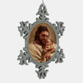 Jesus und Kind Schneeflocken Zinn-Ornament (Links)