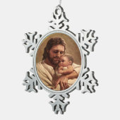 Jesus und Kind Schneeflocken Zinn-Ornament (Rechts)