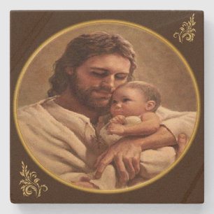 Jesus und Kind Steinuntersetzer