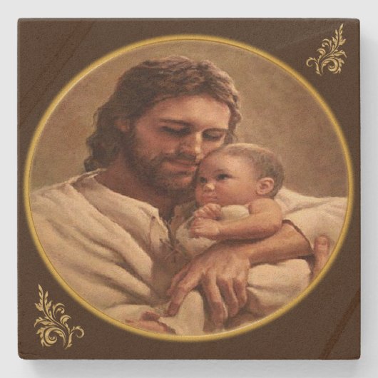 Jesus und Kind Steinuntersetzer (Vorderseite)