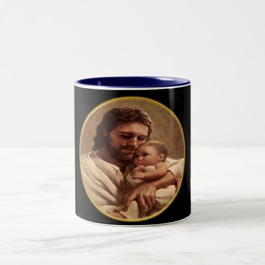 Jesus und Kind Zweifarbige Tasse (Mittel)