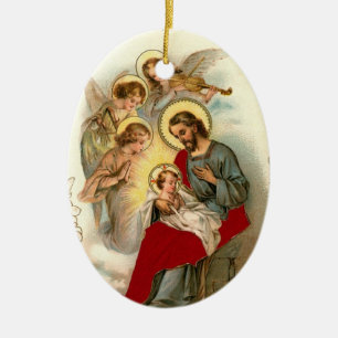 Jesus- und Kinderweihnachtsverzierungen Keramikornament