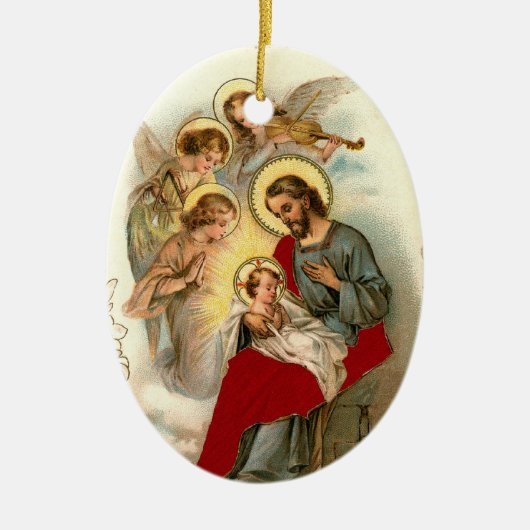 Jesus- und Kinderweihnachtsverzierungen Keramikornament (Vorne)