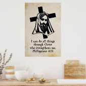 Jesus und Kreuz mit der Schrift Poster (Küche)
