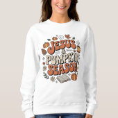 Jesus und Kürbissaison. Erntedankfest Sweatshirt (Vorderseite)