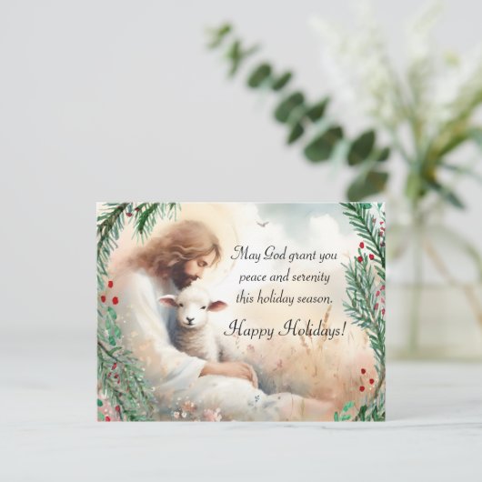 Jesus und Lamb Postkarte (Stehend Vorderseite)