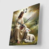 Jesus und Lamb Quadratische Wanduhr (Winkel)