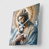 Jesus und Lamb Quadratische Wanduhr (Winkel)