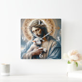 Jesus und Lamb Quadratische Wanduhr (Zuhause)