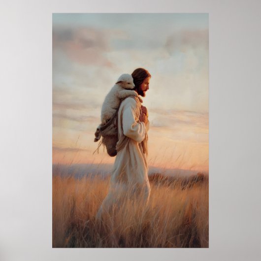 Jesus und Lamm Der gute Hirte Verlorenes Schaf Jes Poster (Vorne)