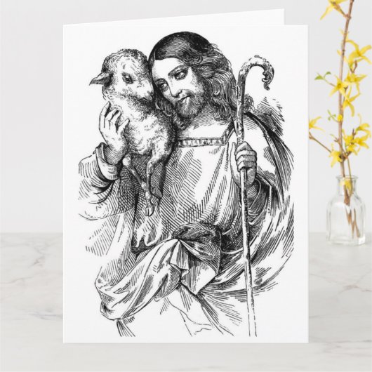 Jesus und Lamm Karte (Gelbe Blume)