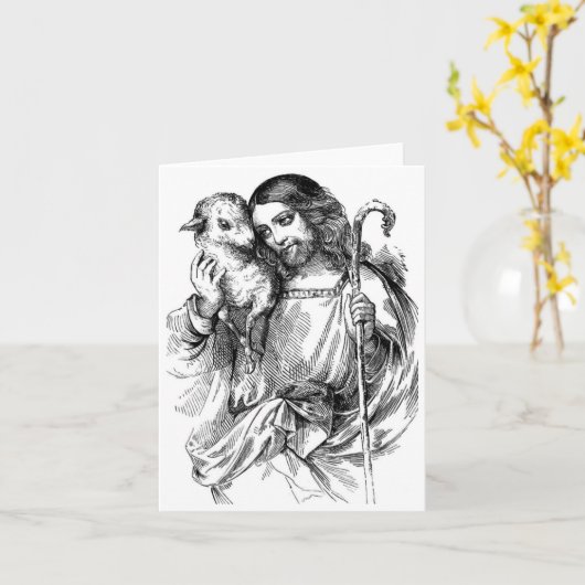 Jesus und Lamm Karte (Gelbe Blume)
