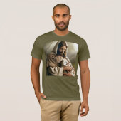 JESUS UND LÄMMCHEN CHRISTLICHES T-SHIRT (Vorne ganz)