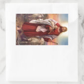 Jesus und Lämmer Rechteckiger Aufkleber (Tasche)