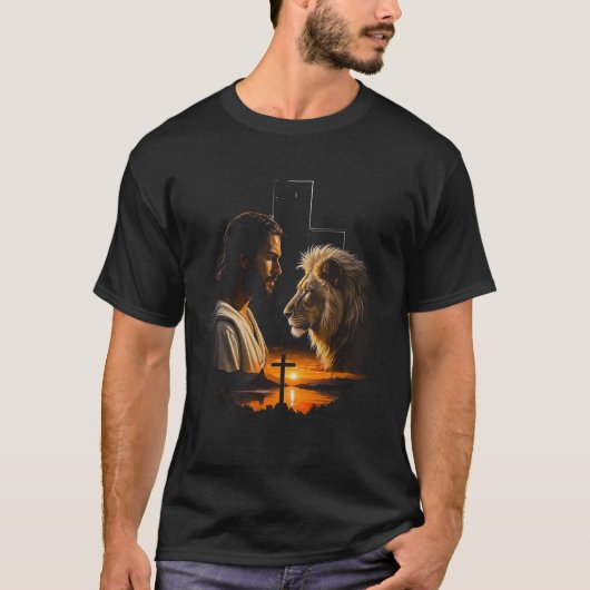 Jesus und Löwe T - Shirt (Vorderseite)