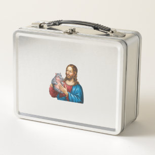 Jesus und Moo Deng Göttliche Verbindung trifft Hip Metall Brotdose
