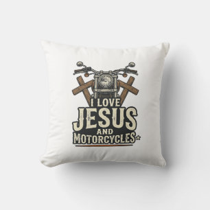 Jesus und Motorräder Vintage christlicher Biker-En Kissen