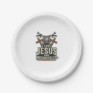 Jesus und Motorräder Vintage christlicher Biker-En Pappteller