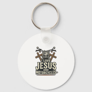 Jesus und Motorräder Vintage christlicher Biker-En Schlüsselanhänger