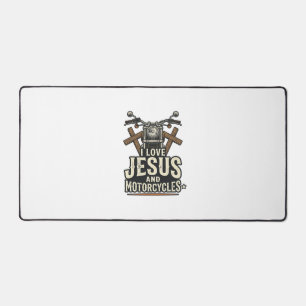 Jesus und Motorräder Vintage christlicher Biker-En Schreibtischunterlage