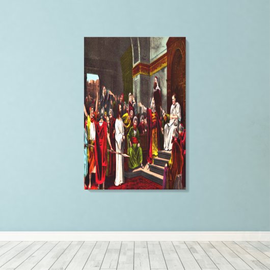 Jesus und Pilate Wrapped Canvas Leinwanddruck (Insitu (Holzboden))