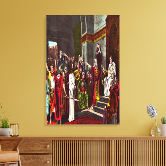 Jesus und Pilate Wrapped Canvas Leinwanddruck (Insitu (Wohnzimmer))