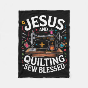 Jesus und Quilten Nähen Gesegnete Nähmaschine Fleecedecke