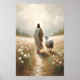 Jesus und Schafe Bibel Kunst Christliche Kunst Jes Poster