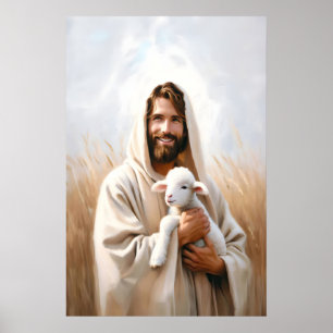 Jesus und Schafe Der gute Hirte Jesus und Lamm Poster