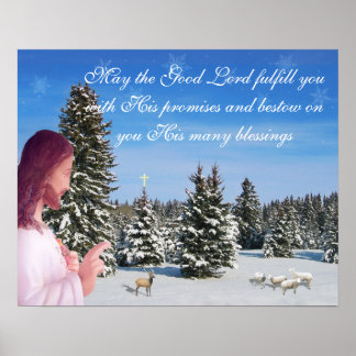 Jesus und Schafe Poster