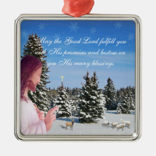 Jesus und Schafe Silbernes Ornament