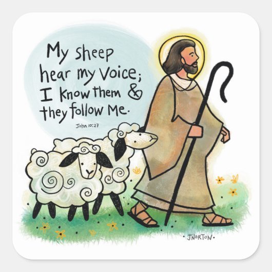 Jesus und Sheep Stickers (Vorderseite)