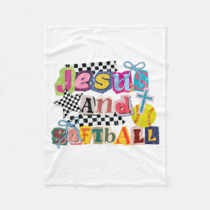 Jesus und Softball laufen die Basen vor dir auf Fleecedecke