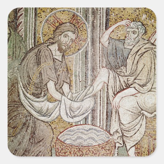 Jesus und St Peter Quadratischer Aufkleber (Vorderseite)