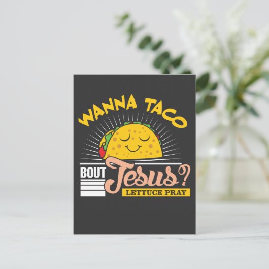 Jesus und Taco Lover Pastor Christlich Funny Postkarte (Stehend Vorderseite)