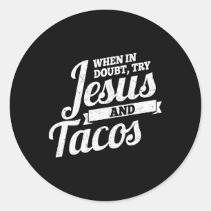 Jesus und Tacos Mexican Cinco de Mayo Runder Aufkleber