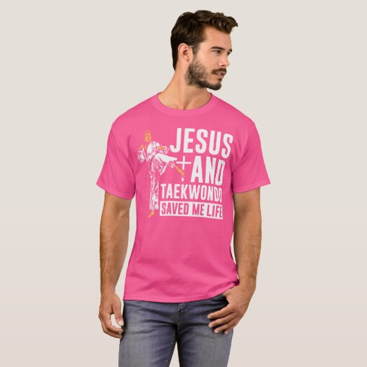 Jesus und Taekwondo Rettete mir Leben Taekwondo T-Shirt (Vorne ganz)