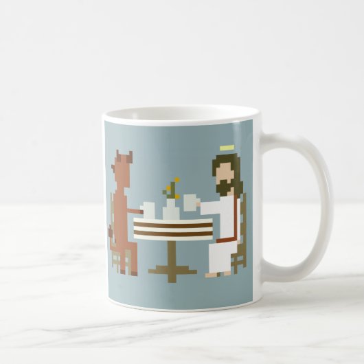 Jesus und Teufel, die Kaffee-Pixel-Kunst-Tasse Kaffeetasse (Rechts)