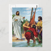 Jesus und vier Fischer Postkarte (Vorne/Hinten)