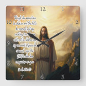 Jesus: Unnachgiebige Liebe, Bund, Frieden Quadratische Wanduhr (Vorderseite)