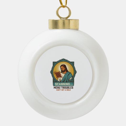 Jesus Unschärfe-QR-Code wird nicht scannen Menü Te Keramik Kugel-Ornament (Vorderseite)