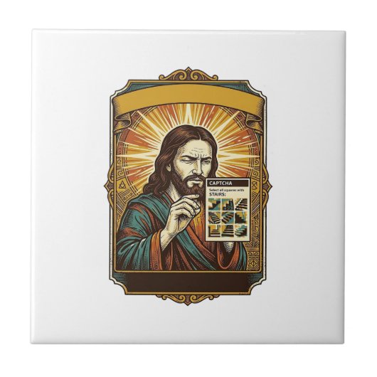 Jesus unscharfe Treppe Captcha-Test Tech-Sicherhei Fliese (Vorderseite)